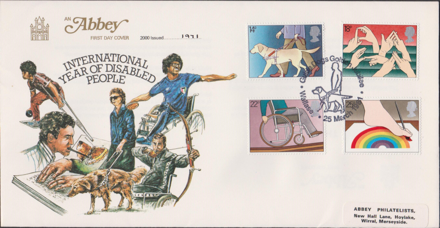 1981 Abbey FDC Year of Disabled Guide Dogs Wallasey Postmark - Click Image to Close